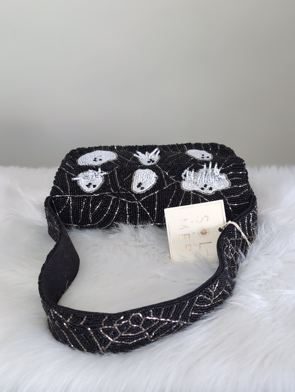 SOL and MER Halloween Ghost Motif Beaded Shoulder Bag w/ Spiderweb Design πΈοΈπ» - Picture 9 of 16